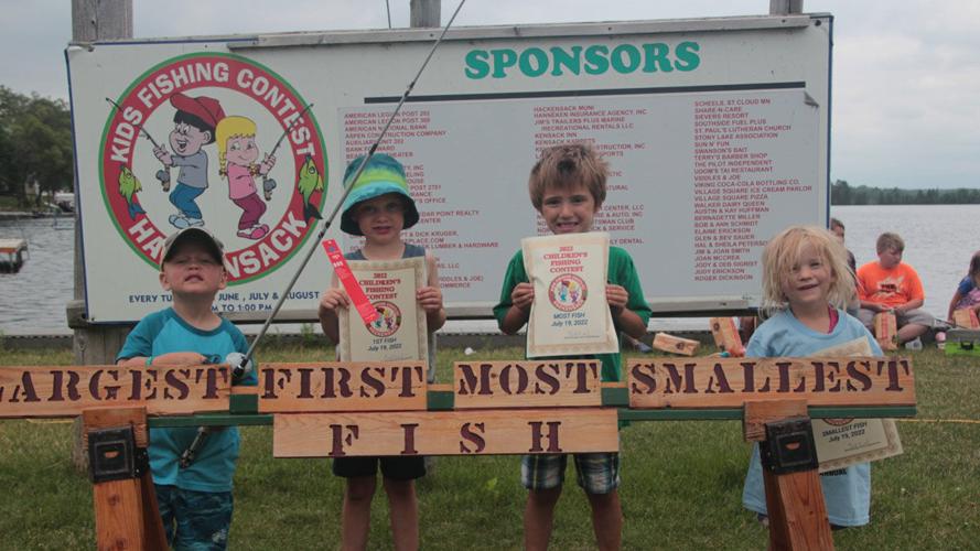 (Zero-5 years old) Brody (from left) caught the largest fish (4.6 ounces), Finn the first, Jorden the most fish (9) and Melanie the smallest fish (3.5 inches).