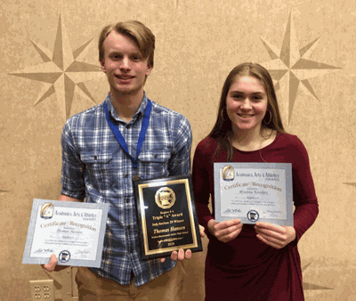 The Region 8 A Triple A Awards Banquet was held Feb. 5 at Shooting Star Casino in Mahnomen with Walker-Hackensack-Akeley seniors Tom Hansen and Brianna Raddatz nominated by coaches and faculty members.
