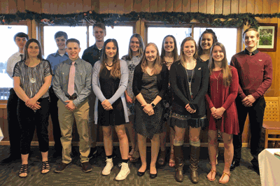 The 2018-19 membership includes (front row from left) Kira Loop, Cade Pederson, Gretchen Strand, Kathryn Swanson, Rachel Pitt, Elise Rice, (back) Jacob Radke, Ed Swanson, Tom Hansen, Brianna Raddatz, Brittney Wolter, Justine Day and Jensen Rice. Not pictured are Emmalee Deegan and Aleah Tabbert.