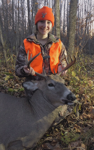 Lauren Frank of Shakopee shot this 11-point buck during the 2019 youth firearm season while hunting in Pine County.