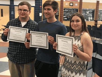 Pictured are WHA seniors (from left) Edward Harapat, Matt Biessener and Kira Loop. Not pictured is David Brown.
