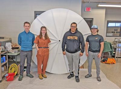 Engineering students working on the project are (from left) Oskar Koivisto from Babbitt, Joshua Timm from Grand Rapids, Leah Christianson from Two Harbors, Reid Hultman from Forest Lake and (not shown) Hakeem Culberson from Jacksonville, Fla.