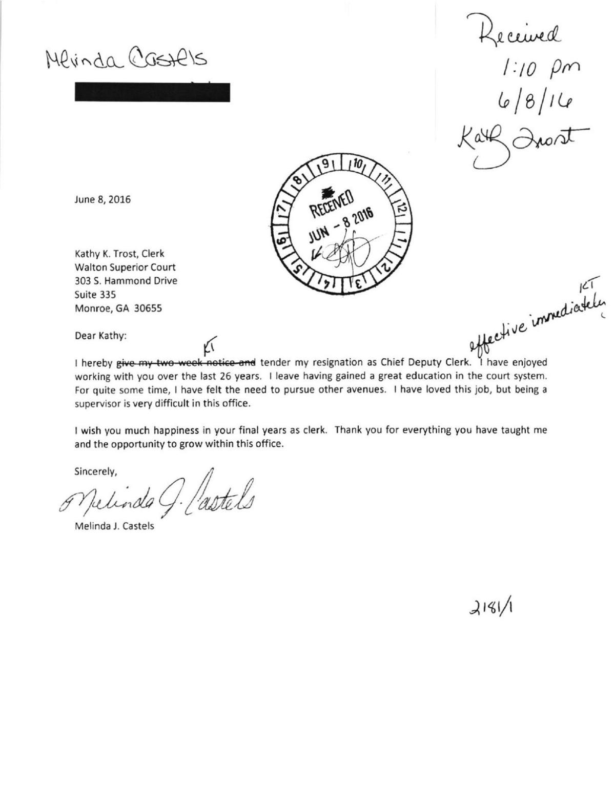 melinda castels resignation letter waltontribune com real estate resignation letter