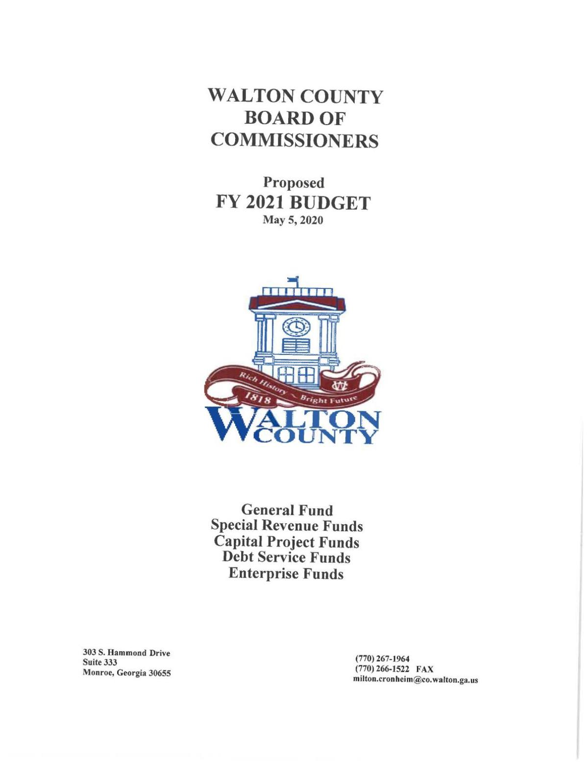 Walton County Budget Proposal 2021 Waltontribune Com