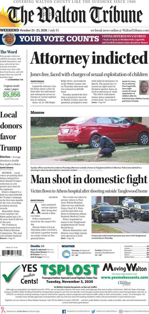 Walton Tribune Front Page Oct. 24-25, 2020