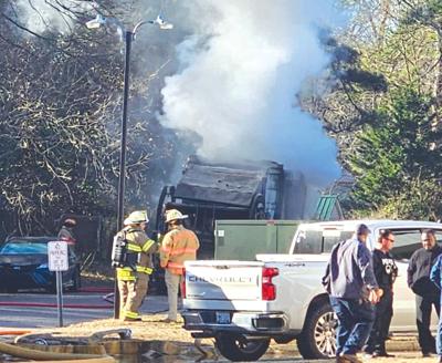 Fire departments join forces to extinguish dumpster truck fire at ...