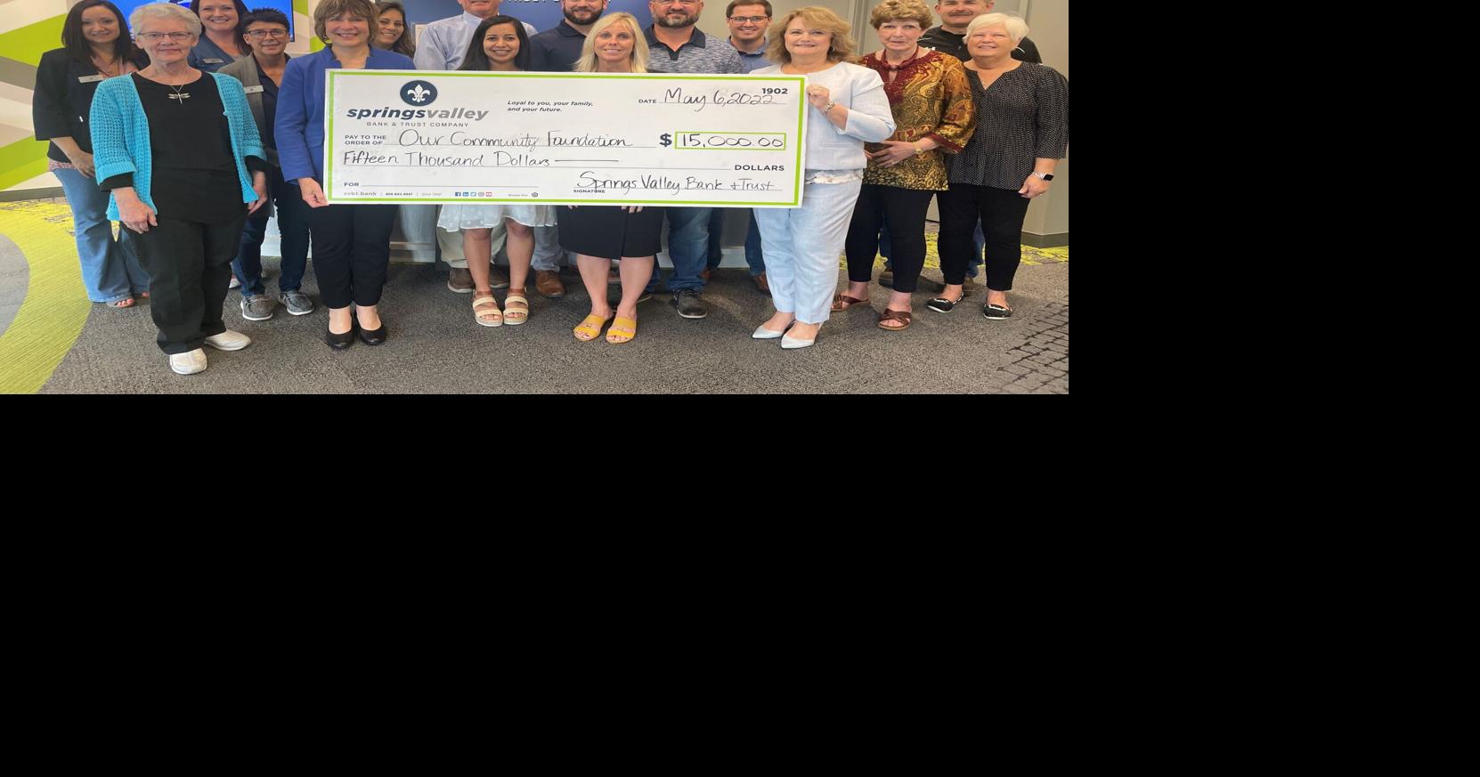Springs Valley Bank & Trust Company announces a 15,000.00 investment