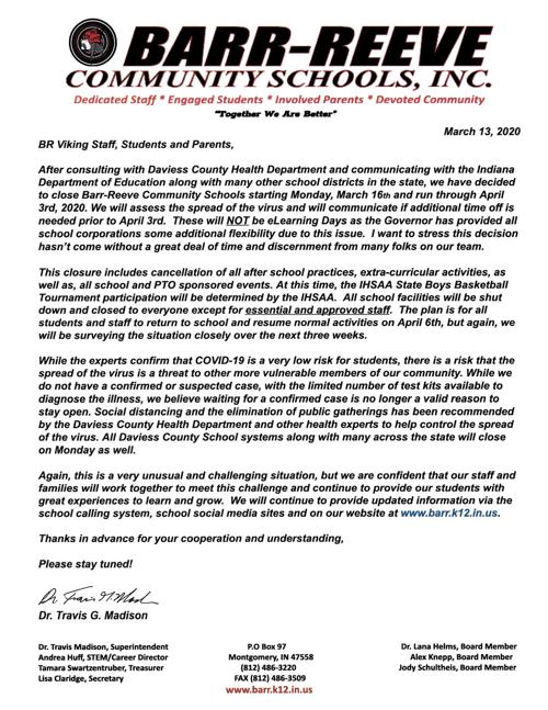 Barr-Reeve announces closing