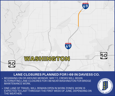 Lane closure planned for I-69 near Washington | Local News ...