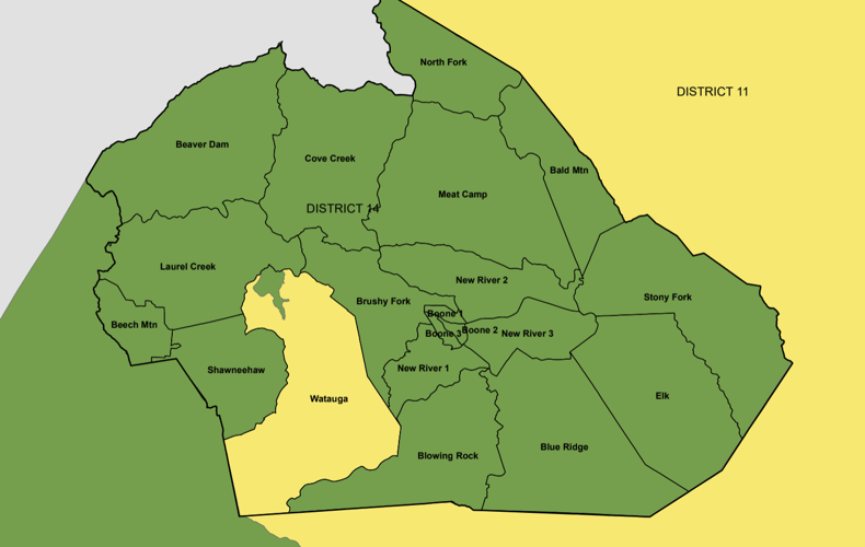 Portions of Watauga County split under new district maps, 2022