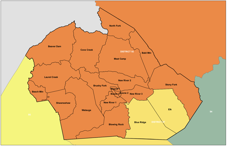 Portions of Watauga County split under new district maps, 2022