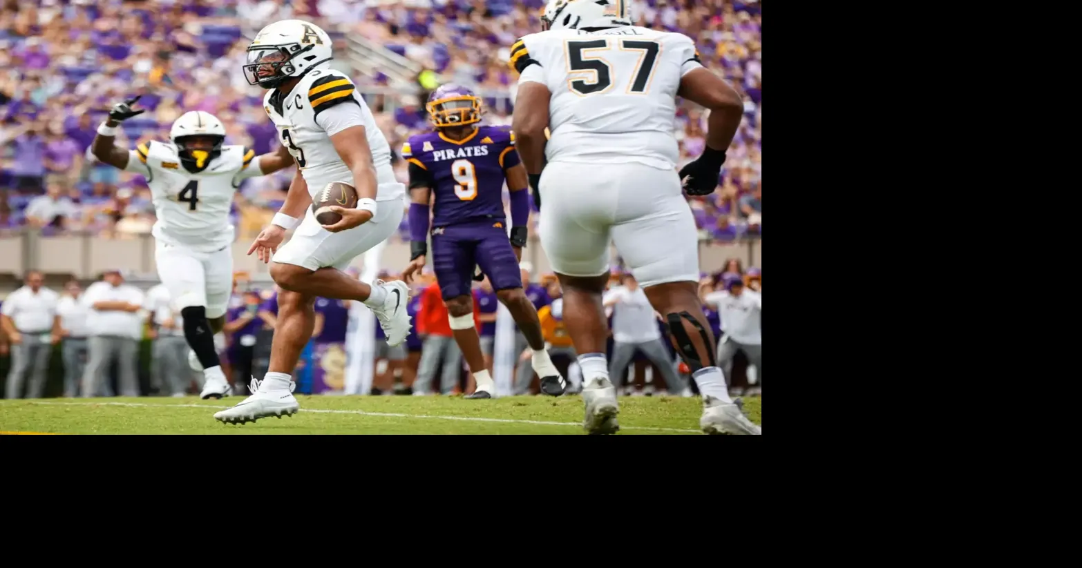 Mountaineers beat Pirates for fourth straight time, 27-24