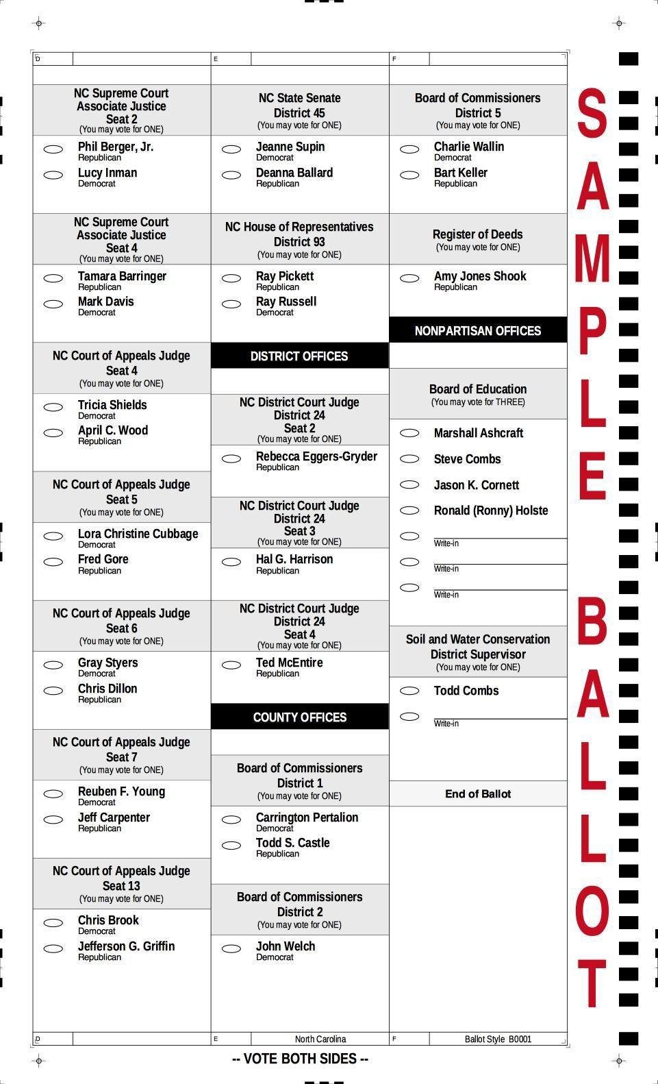 View a sample ballot for Watauga County Election