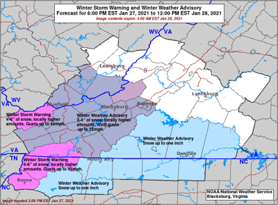 Winter storm warning in effect from 6 p.m. Jan. 27 to noon ...