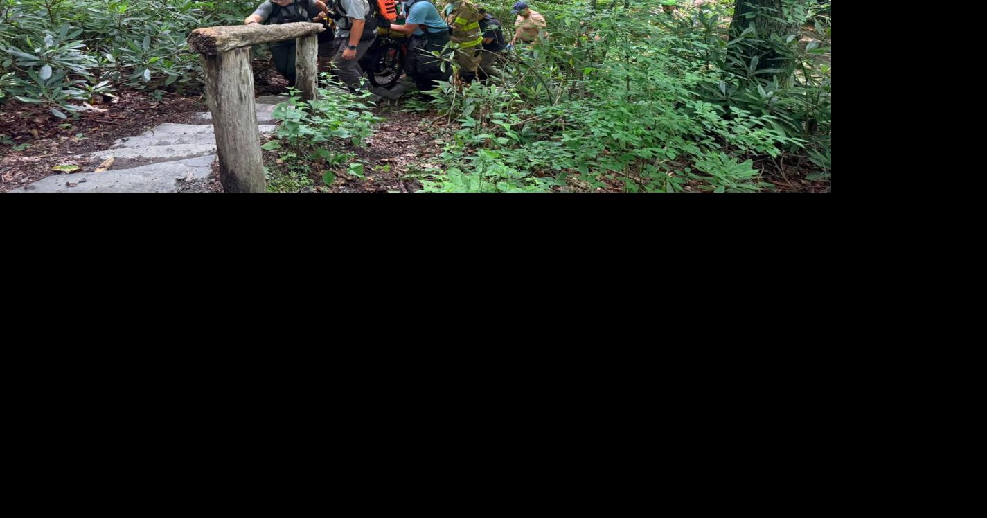 Multiple departments carry out injured hiker at Cascade Falls