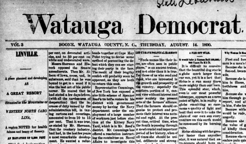 Old newspapers give realtime descriptions of life in Blowing Rock in