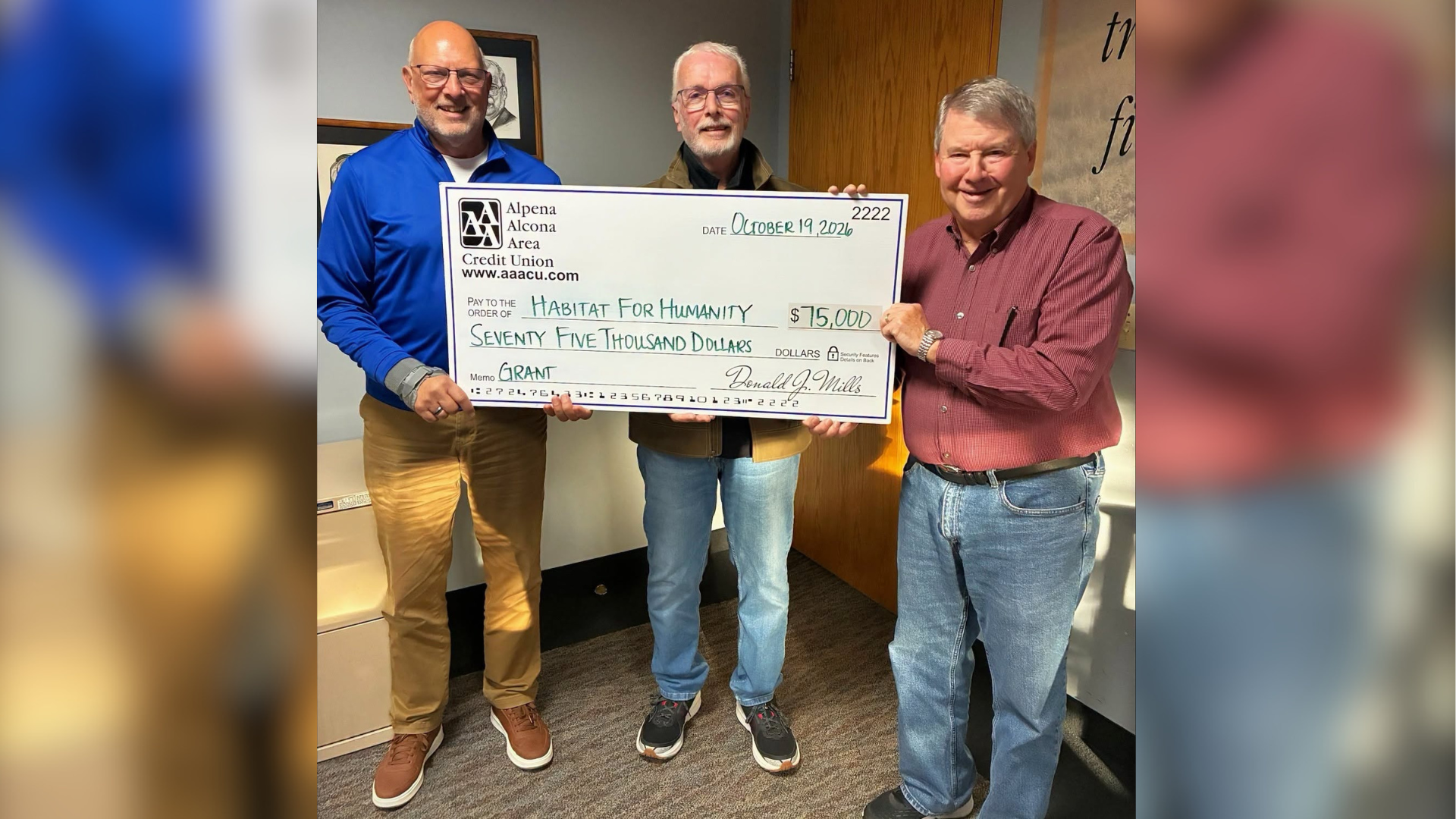 Alpena Alcona Area Credit Union Secures $75,000 Grant to Fund Habitat ...