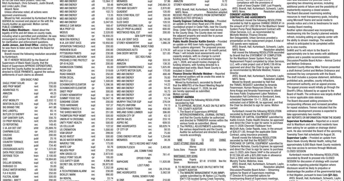 Black Hawk County Supervisors - Legals - Ad from 2026-09-01