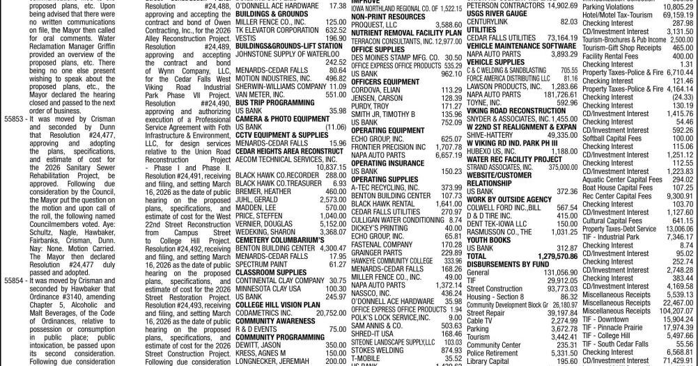 Cedar Falls, City of - Legals - Ad from 2026-03-12