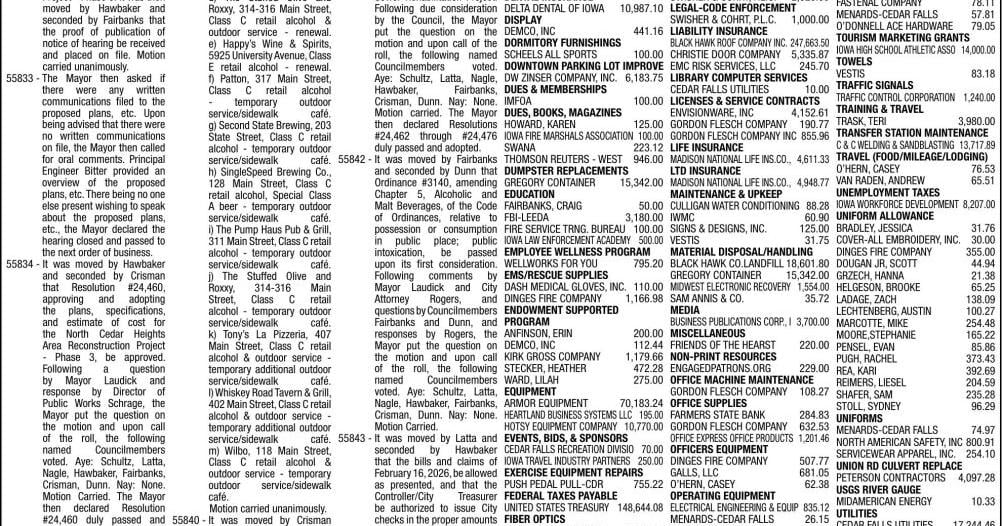 Cedar Falls, City of - Legals - Ad from 2026-02-26
