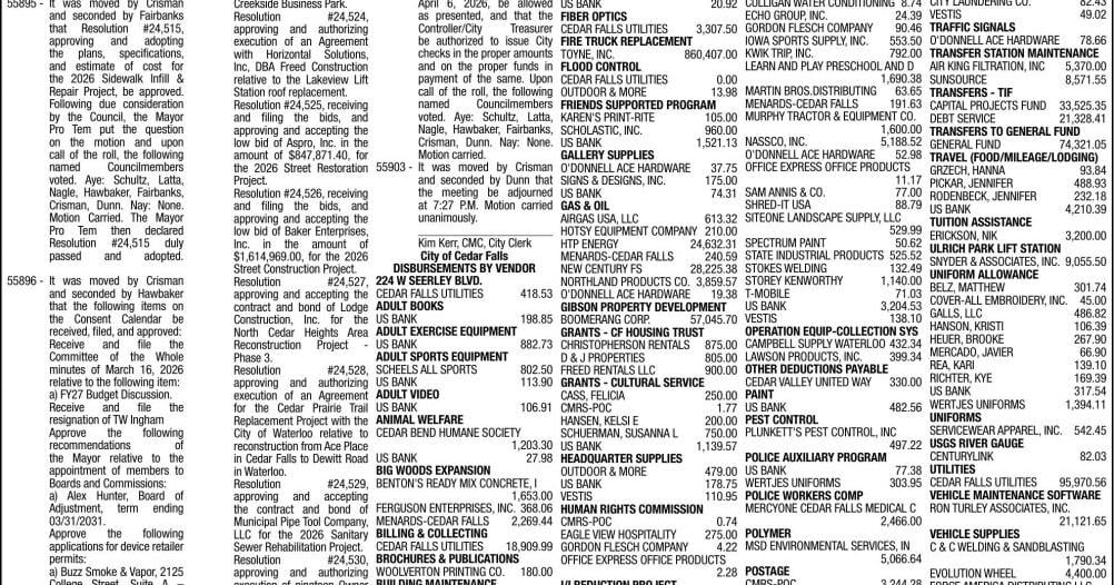 Cedar Falls, City of - Legals - Ad from 2026-04-16