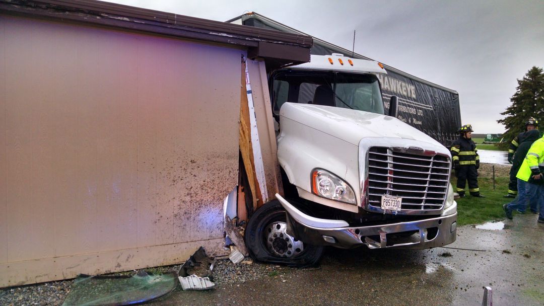 UPDATE Semi hits steakhouse near Conrad, no injuries