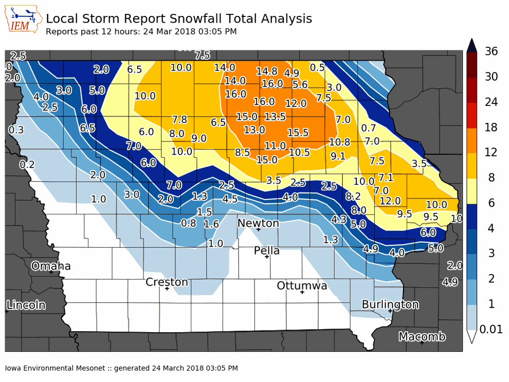 Northeast Iowa sees 12-16 inches of snow in late March winter storm ...