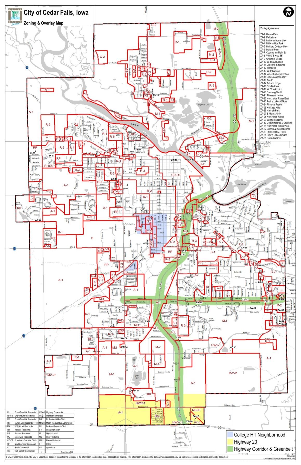 Cedar Falls Zoning Map