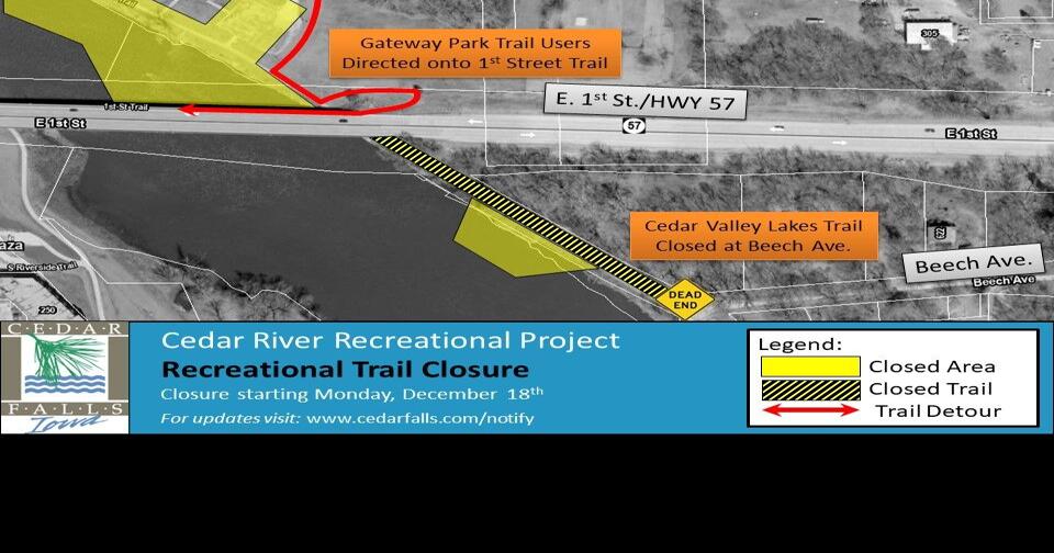Part of Cedar Valley Lakes Trail closing Monday