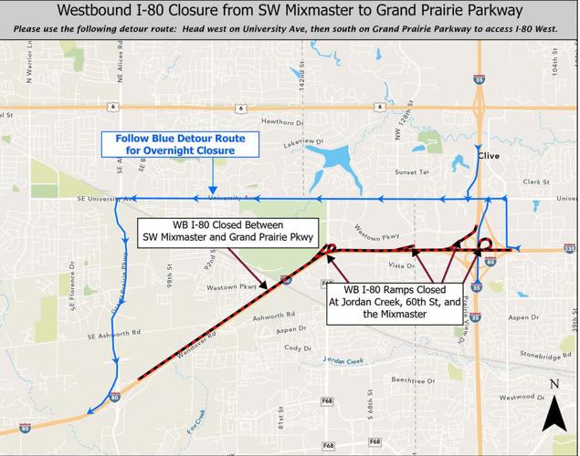Overnight closures on westbound I-80 between Southwest Mixmaster and Grand Prairie Parkway begin Sunday, Sept. 20
