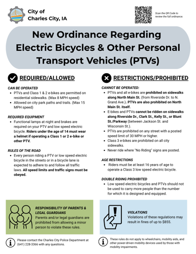 Ordinance No. 1207 (E-Bikes and PTVs)