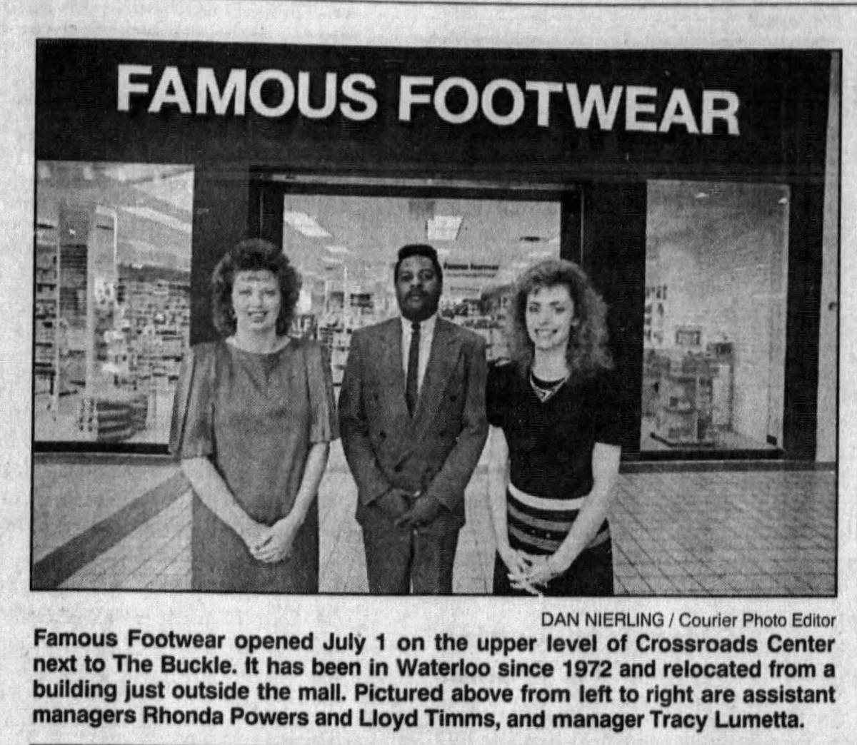 1994 photo of Famous Footwear reopening in Crossroads Center