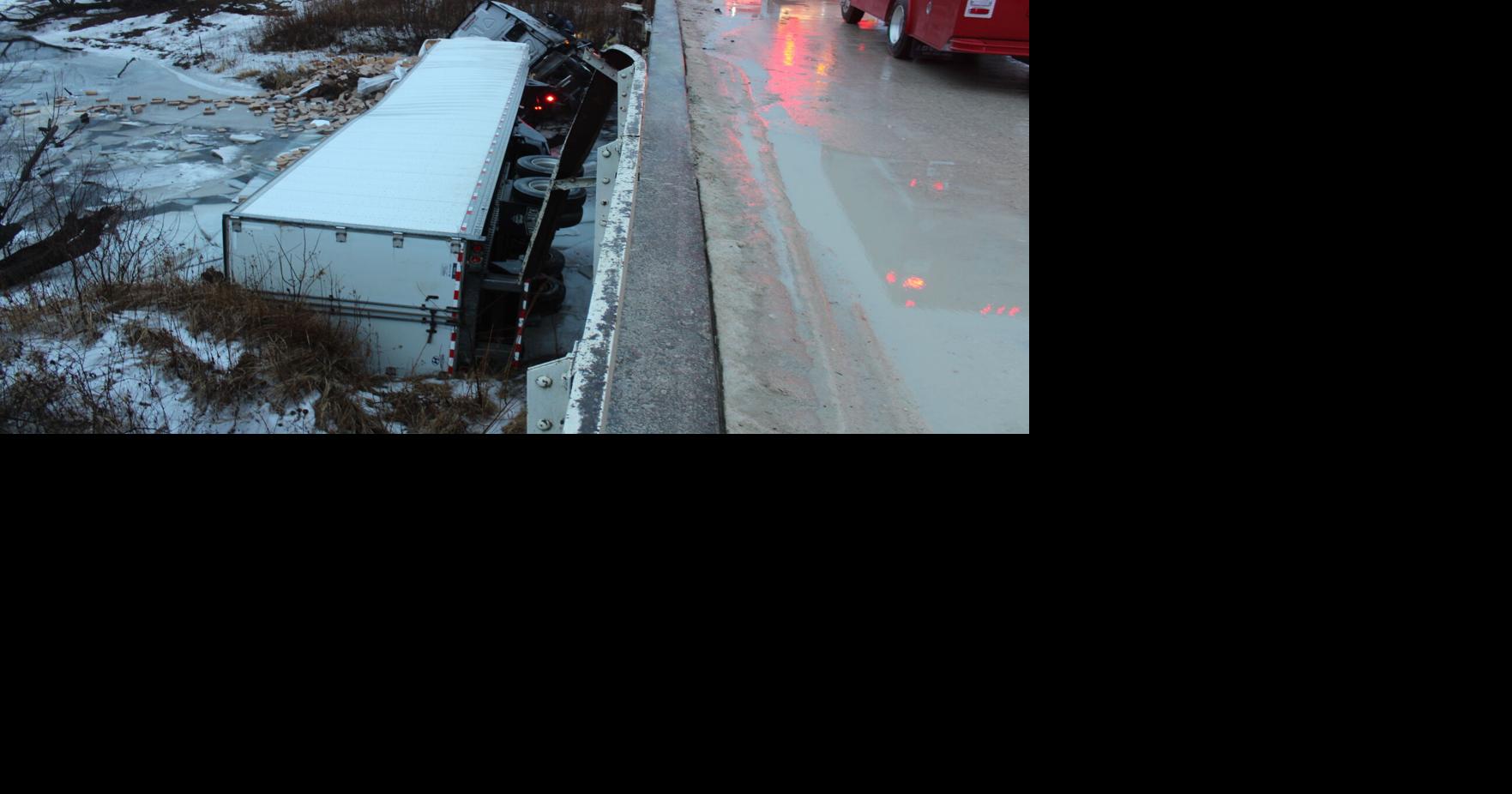 Semi drops into creek in accident near Hazleton