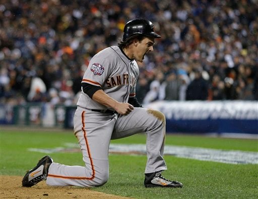 Giants' Game 7 romp led by Cain, Scutaro