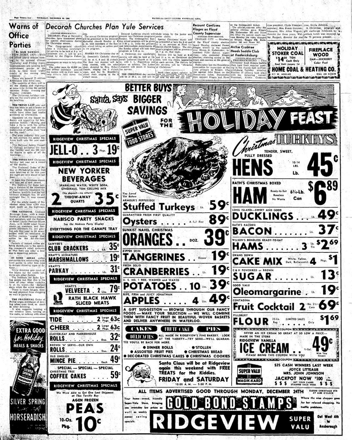 1950s holiday grocery ad