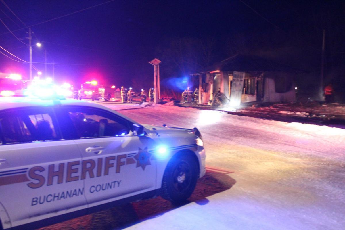 Old gas station in Lamont burns