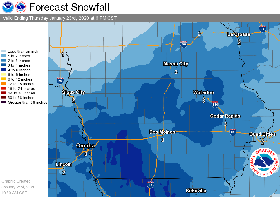 24 inches of snow forecast for Northeast Iowa this week