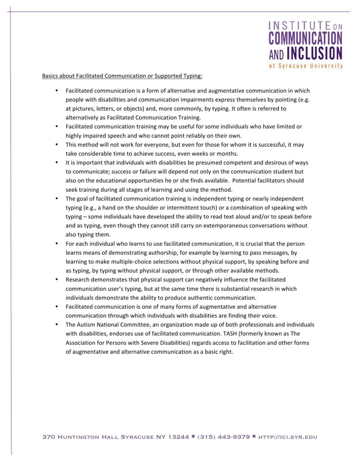 PDF: Facilitated Communication/Supported Typing