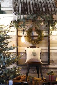 Christmas-themed decorative stenciled pillows