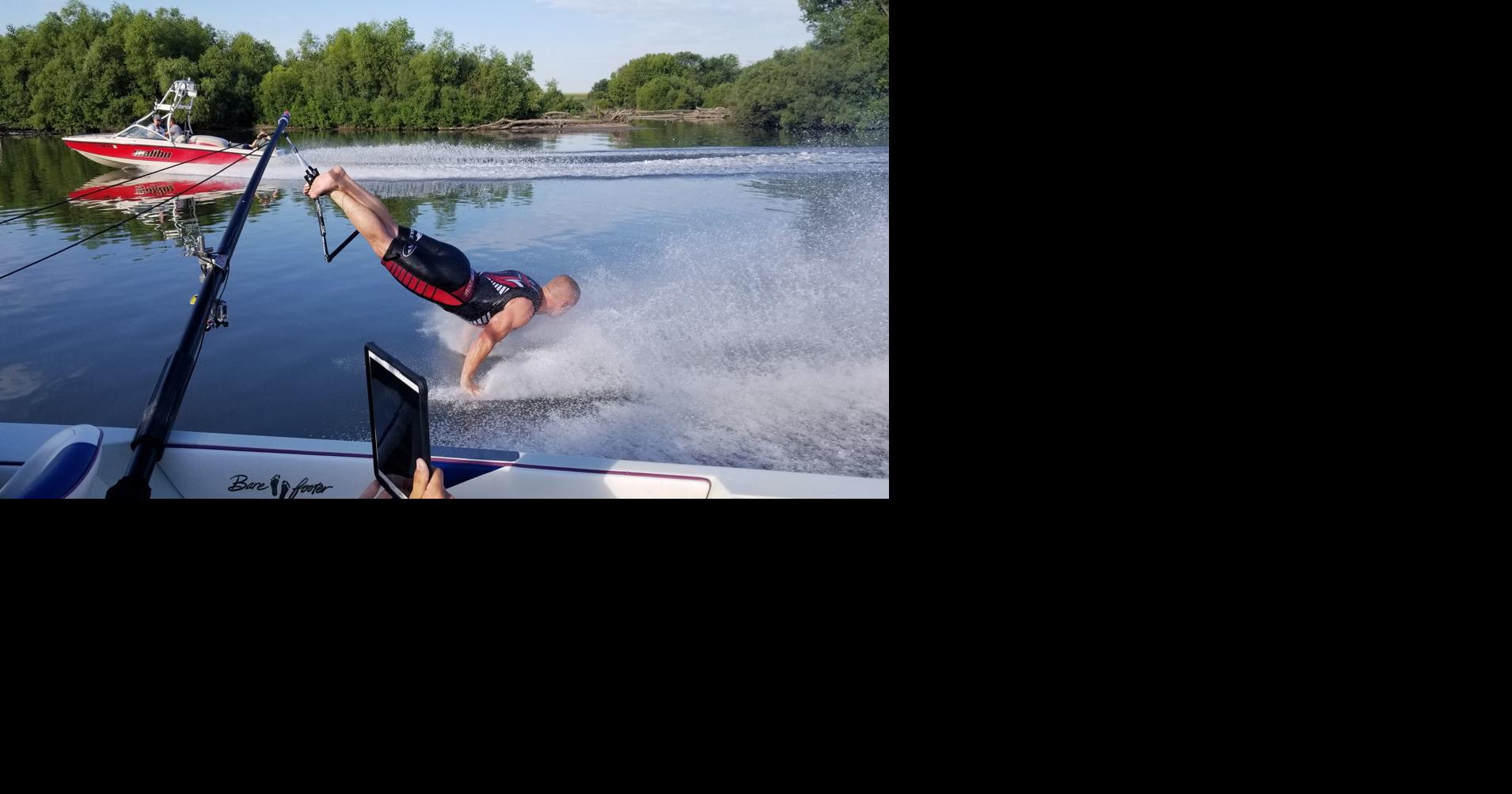 Former New Hampton man sets hand water skiing world record
