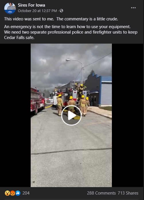 After Dike fire video, Cedar Falls council member wants fire marshal to