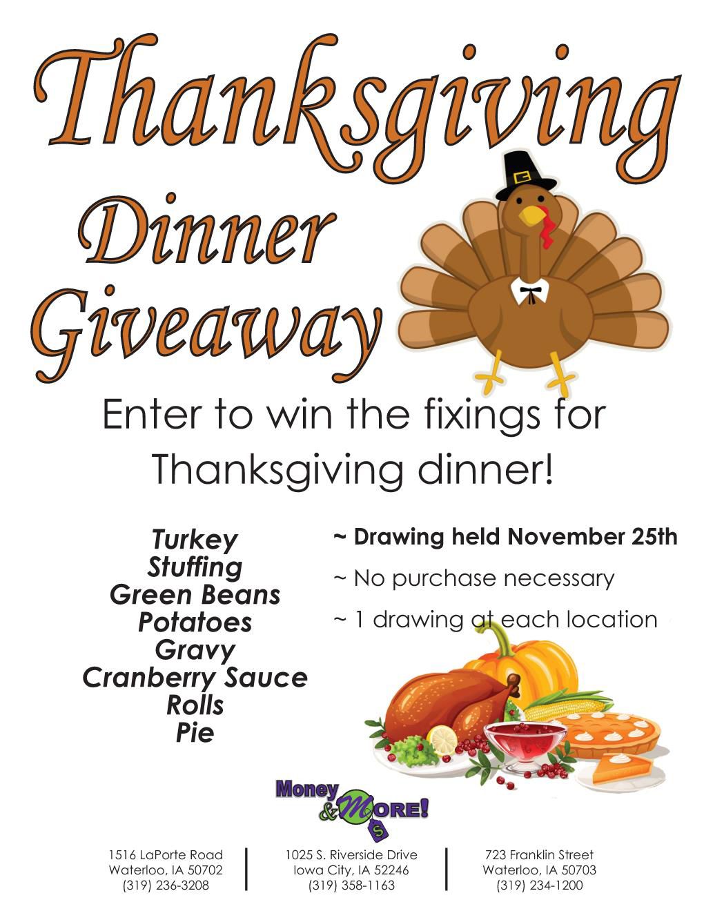 FREE Thanksgiving Dinner Giveaway Things to Do in the Cedar Valley