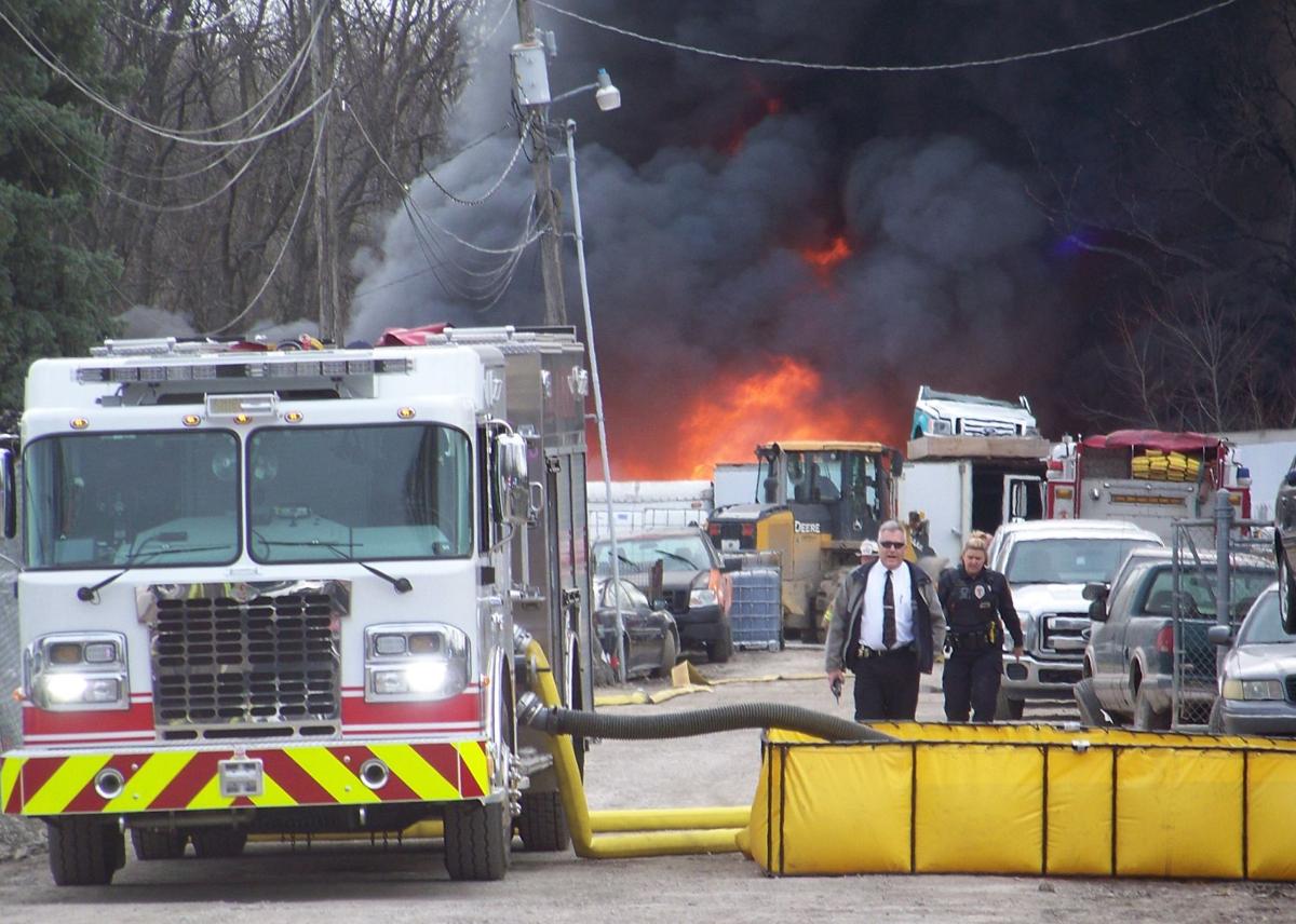 VIDEO Salvage yard burns in Cedar Falls Local News