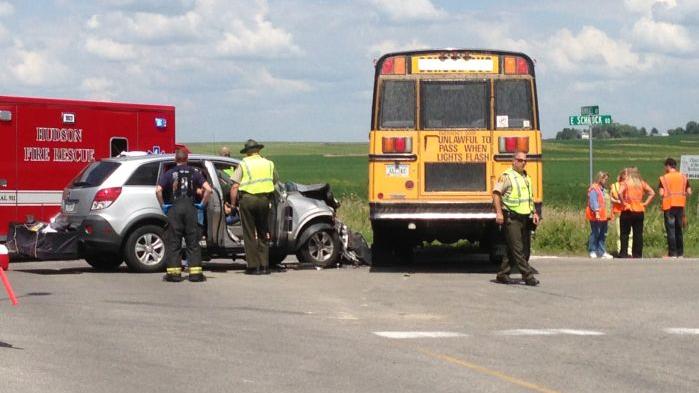 UPDATE WITH NAMES: Three hurt after bus-SUV accident near Hudson