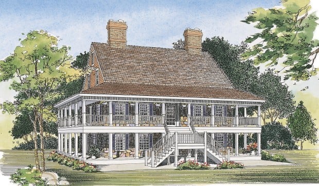 Two Levels Of Wrap Around Porches, House Plans With Porches All The Way Around