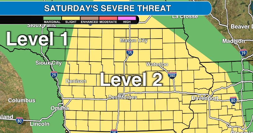 Severe storms expected in Iowa Saturday and Saturday night. Full details here