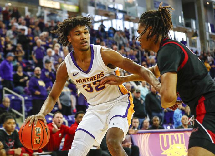 LASublimation Northern Iowa - NCAA Men's Basketball : Tytan Anderson Black Jersey FullColor / Youth Large