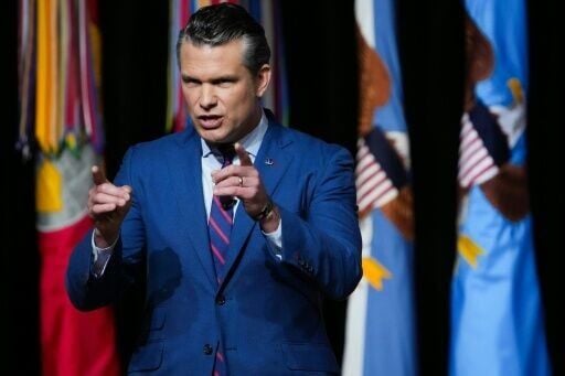 Defense Secretary Pete Hegseth speaks to senior military leaders at Marine Corps Base Quantico on September 30, 2025