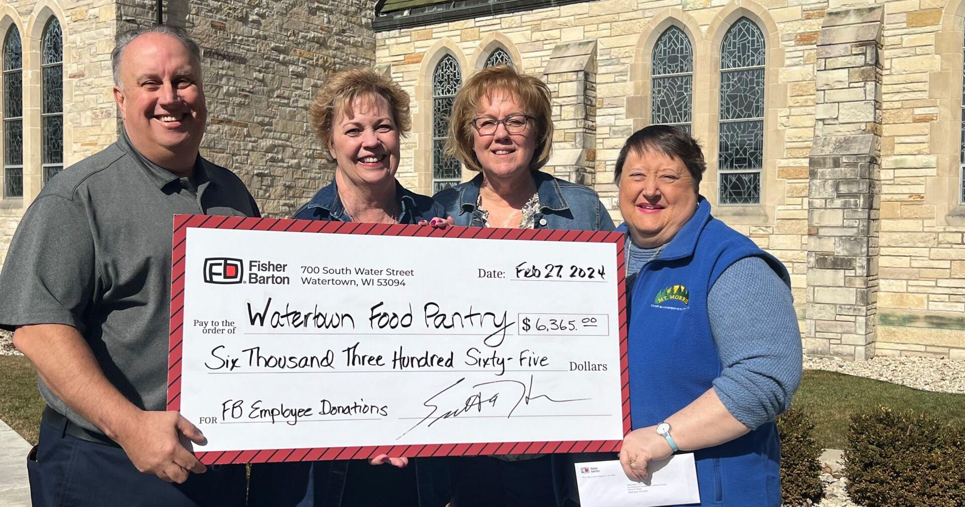 Watertown Food Pantry receives donation from Fisher Barton - Vimarsana News