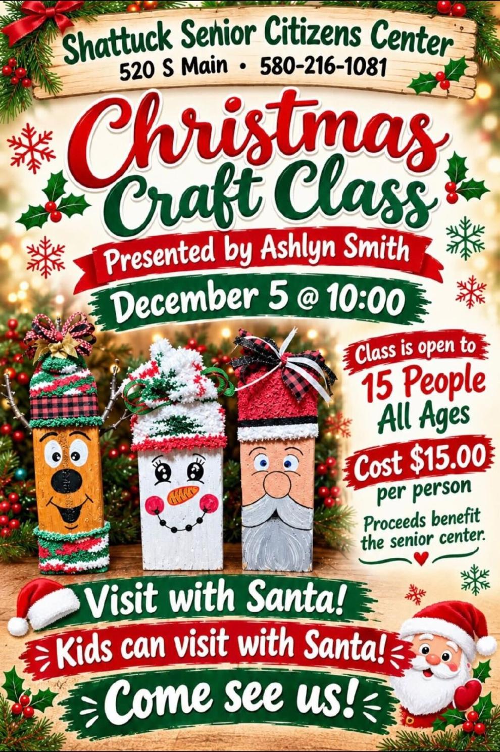 Senior Christmas Program Shattuck Senior Citizens Center Christmas Craft Class | Community ...